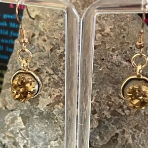 Elegant Gold tone druzy Dangle Earrings